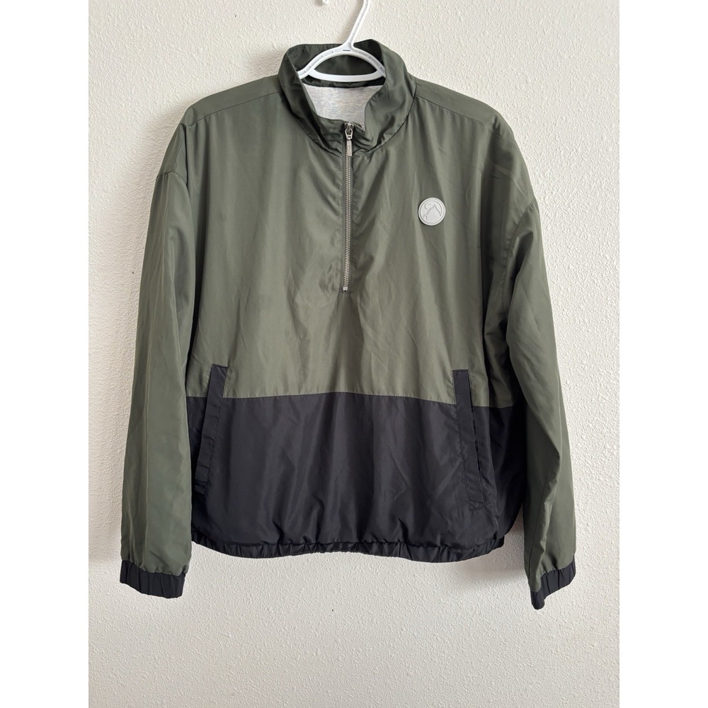 ZYIA Active Women's Large Olive Green Black 1/4 Zip Pullover Windbreaker Jacket
